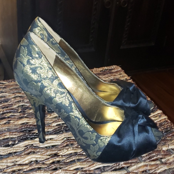 NINE WEST Jaquard and Satin high heels open toe - Picture 3 of 9
